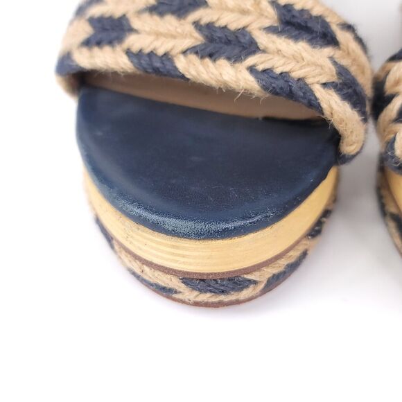 Tory Burch Heels Womens 8 Sandals Slip On Platform Slide Chunky Jute Woven Lola - Picture 5 of 10